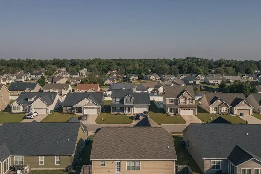 Aerial view of a residential subdivision