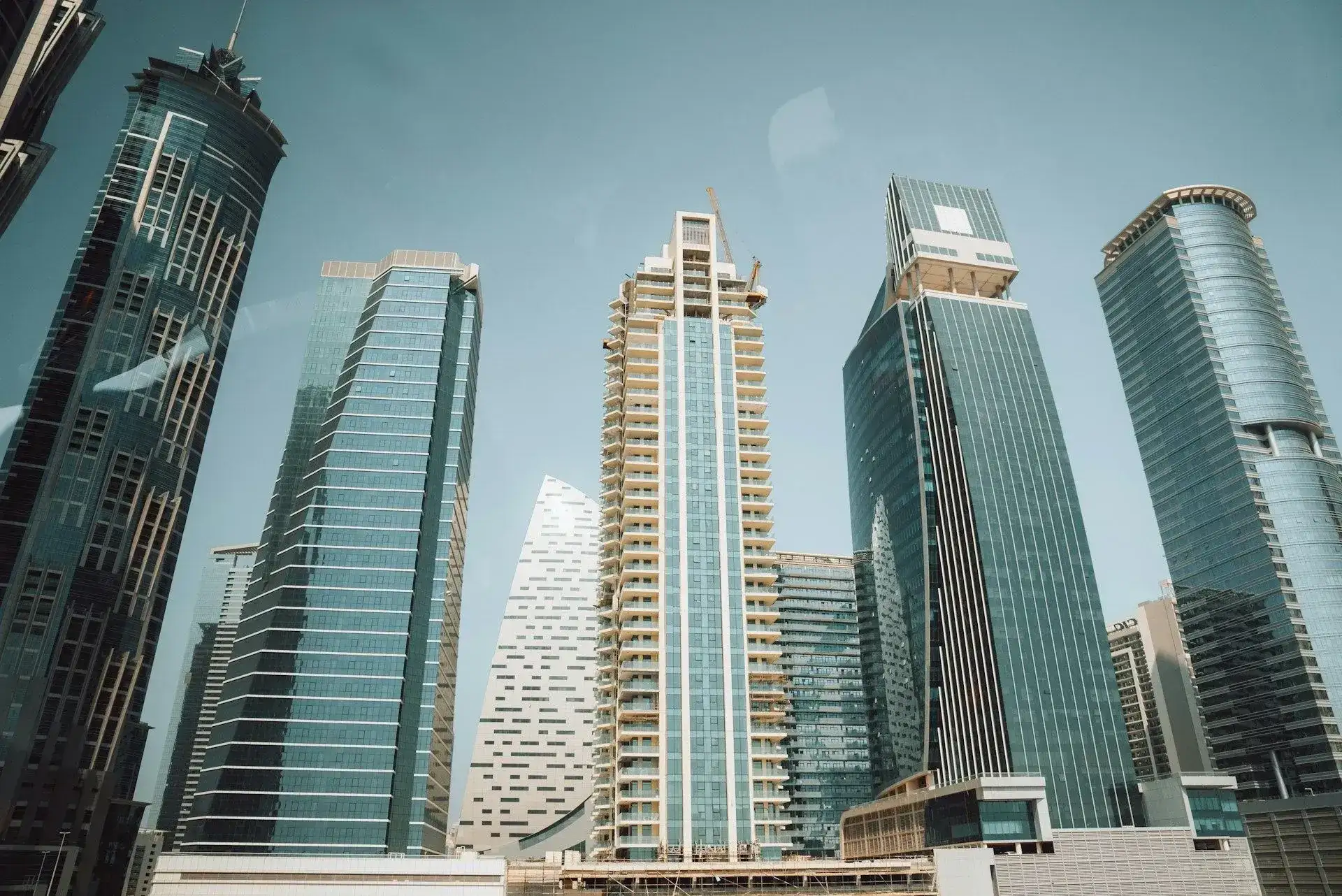 Downtown high-rise towers against the sky