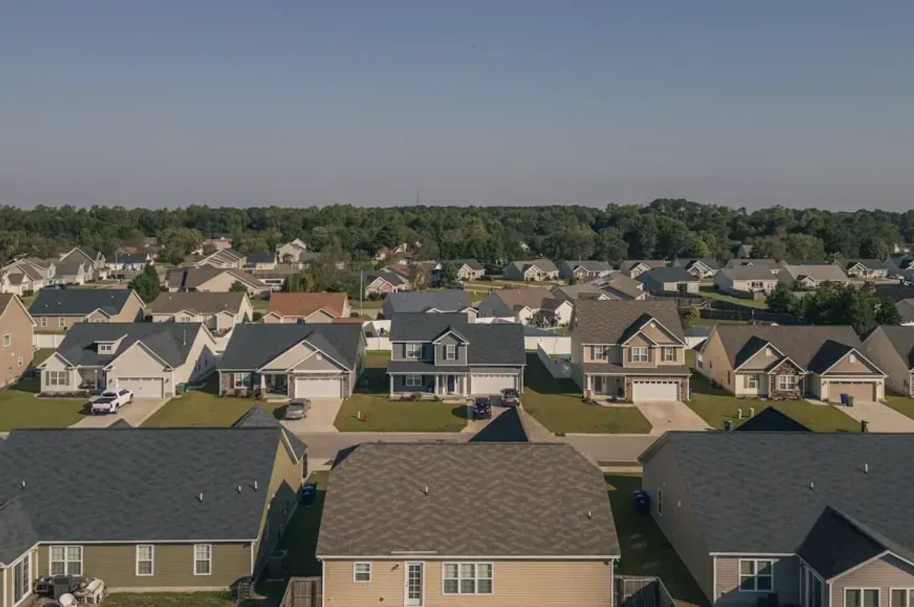 Aerial view of a residential subdivision